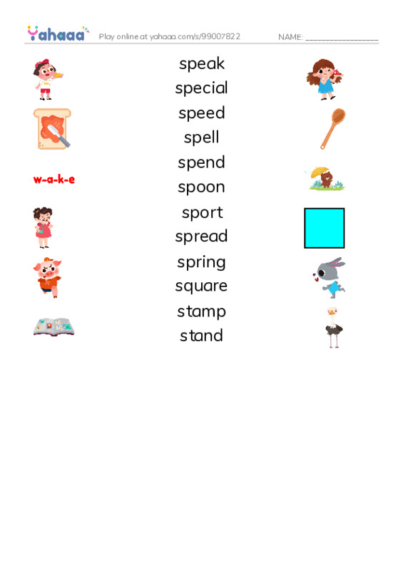 1000 basic English words: S 8 PDF three columns match words