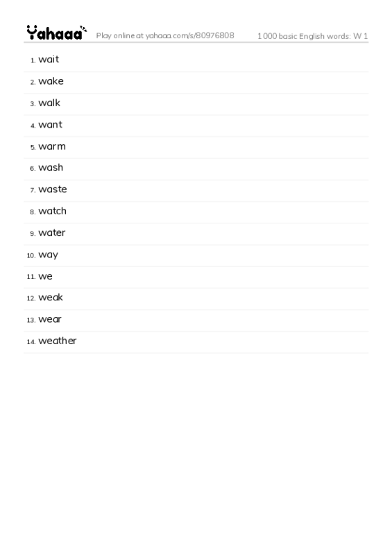 1000 basic english words w 1 worksheets pdf download yahaaa