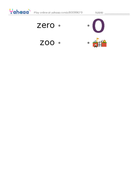 1000 basic English words: Z PDF link match words worksheet