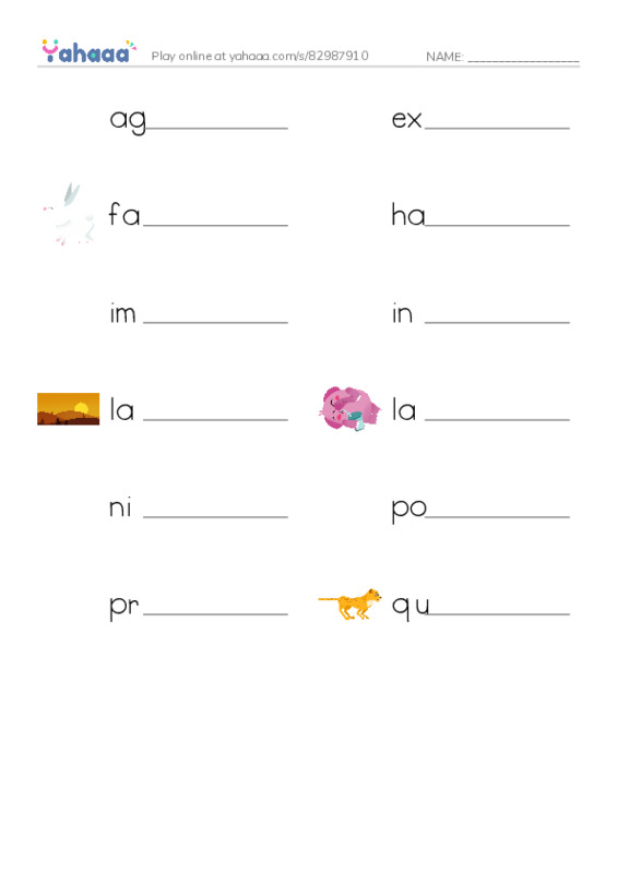 Common Adjectives in English: speed 1 PDF worksheet writing row