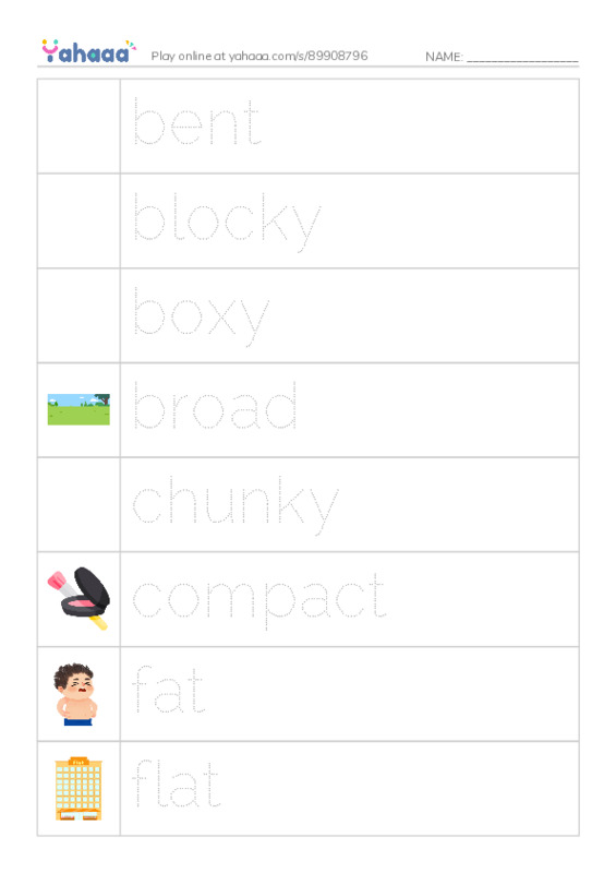 Common Adjectives in English: shape 1 PDF one column image words