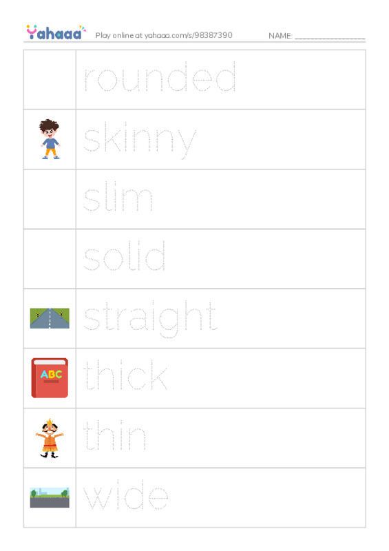 Common Adjectives in English: shape 2 PDF one column image words