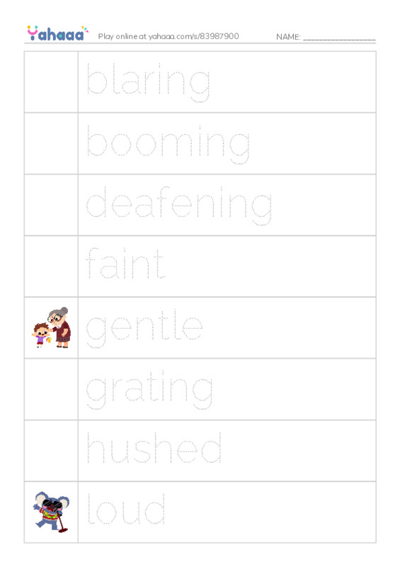Common Adjectives in English: sound 1 PDF one column image words