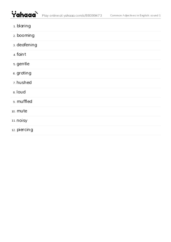 Common Adjectives in English: sound 1 PDF words glossary
