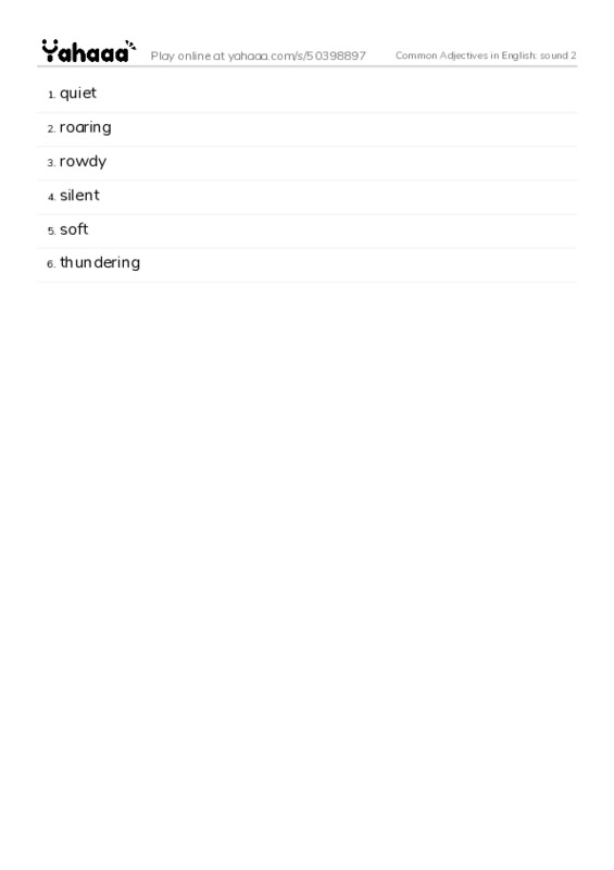 Common Adjectives in English: sound 2 PDF words glossary