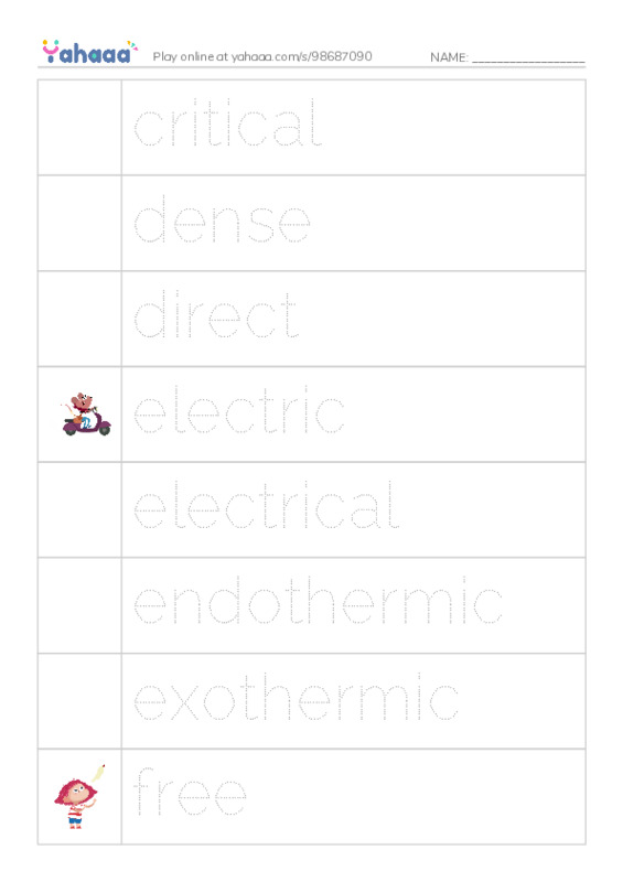 Common Adjectives in English: physics 2 PDF one column image words