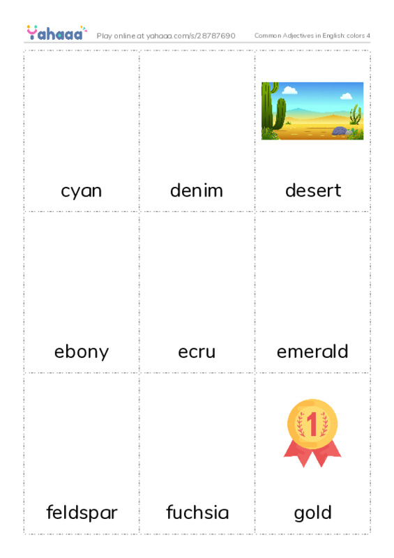 Common Adjectives in English: colors 4 PDF flaschards with images