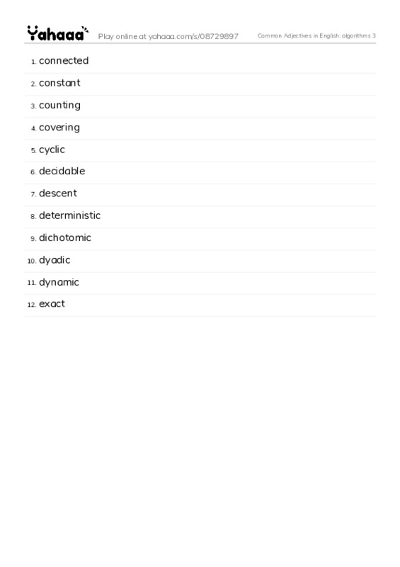 Common Adjectives in English: algorithms 3 PDF words glossary