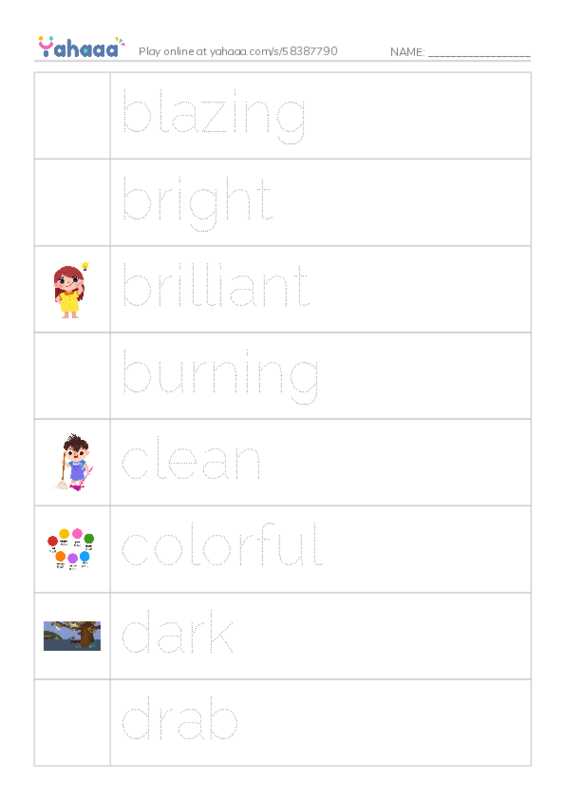 Common Adjectives in English: appearance 1 - worksheets PDF | Yahaaa!
