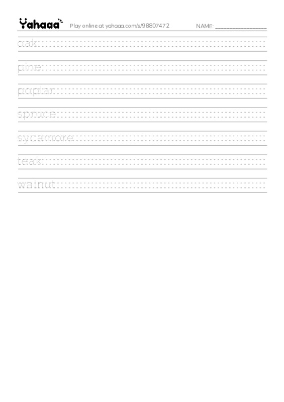 Common Nouns in English: wood 2 PDF write between the lines worksheet