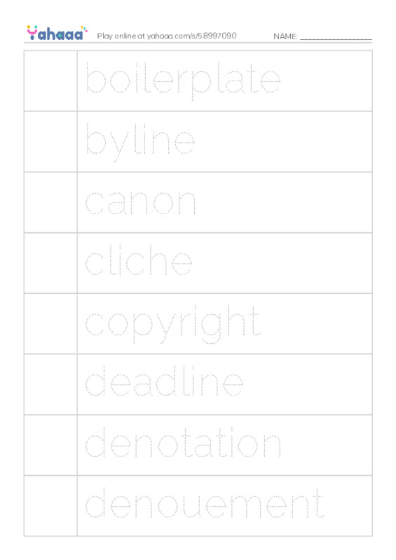 Common Nouns in English: writing 2 PDF one column image words