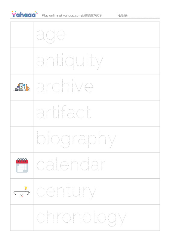 Common Nouns in English: history 1 PDF one column image words