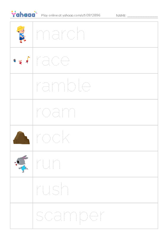 Common Verbs in English: movement 2 PDF one column image words