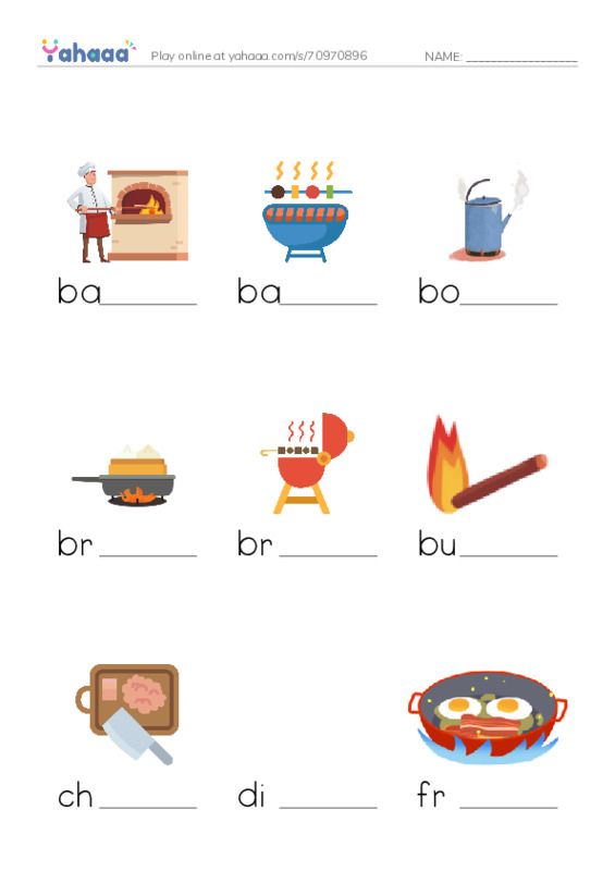 Common Verbs in English: cooking 1 PDF worksheet to fill in words gaps