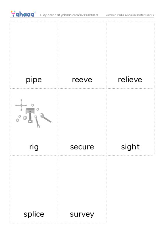 Common Verbs in English: military navy 3 PDF flaschards with images