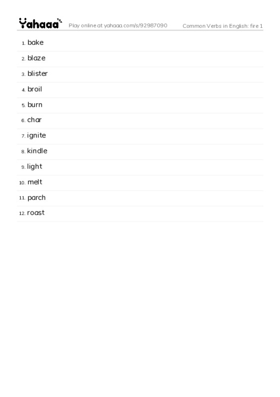 Common Verbs in English: fire 1 PDF words glossary