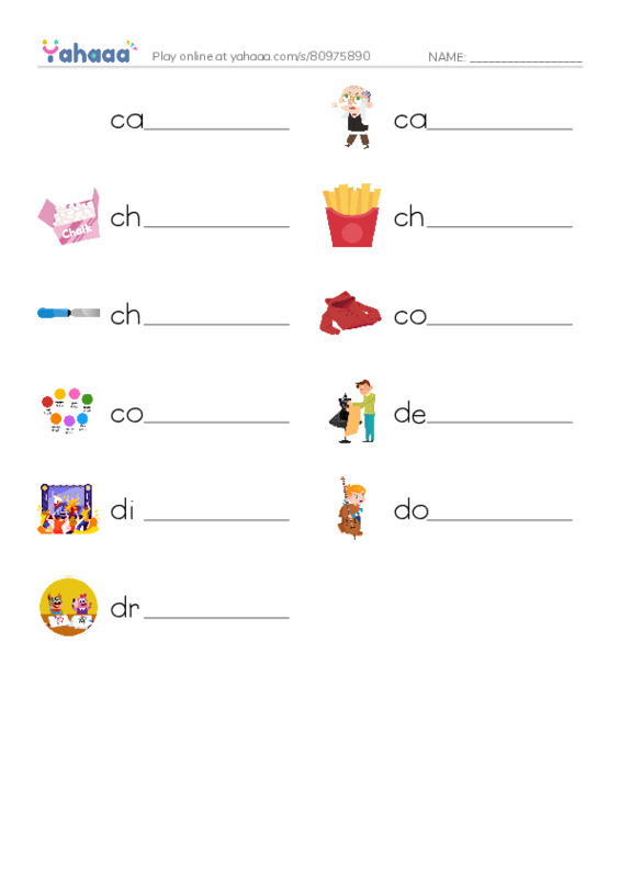 Common Verbs in English: art 1 PDF worksheet writing row