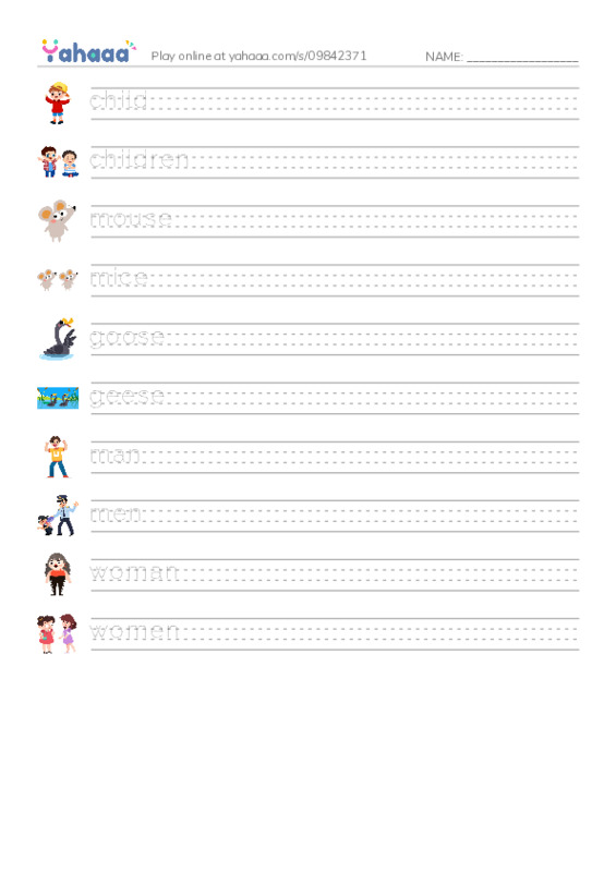 Singular and Plural Words2 PDF write between the lines worksheet