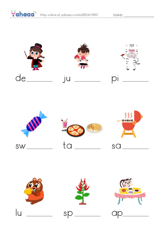 Finish the word worksheet for How to say Delicious