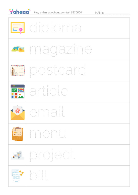 KET Vocabulary: Documents and Texts advertisement PDF one column image words