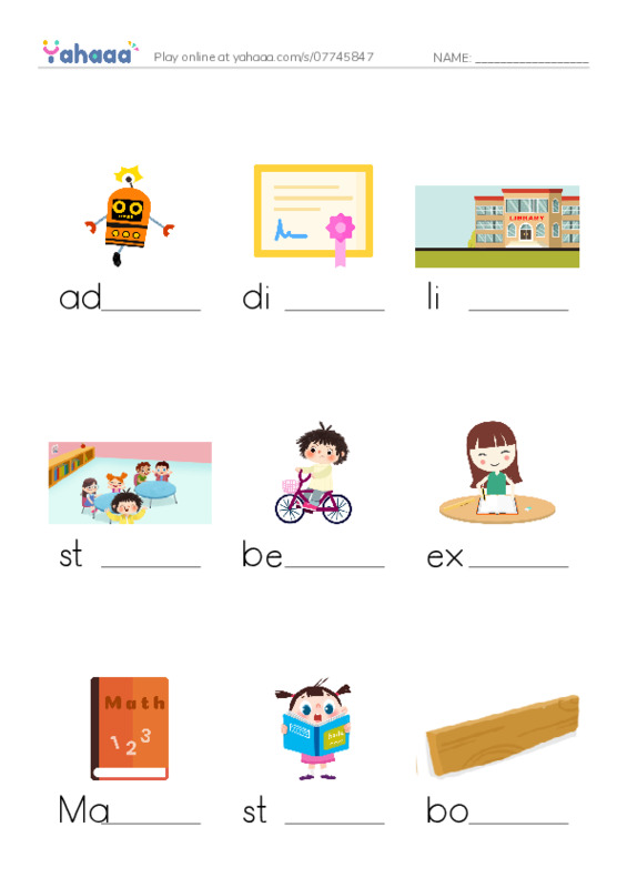 KET Vocabulary: Education PDF worksheet to fill in words gaps