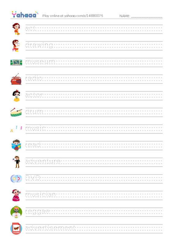 KET Vocabulary: Entertainment and Media PDF write between the lines worksheet