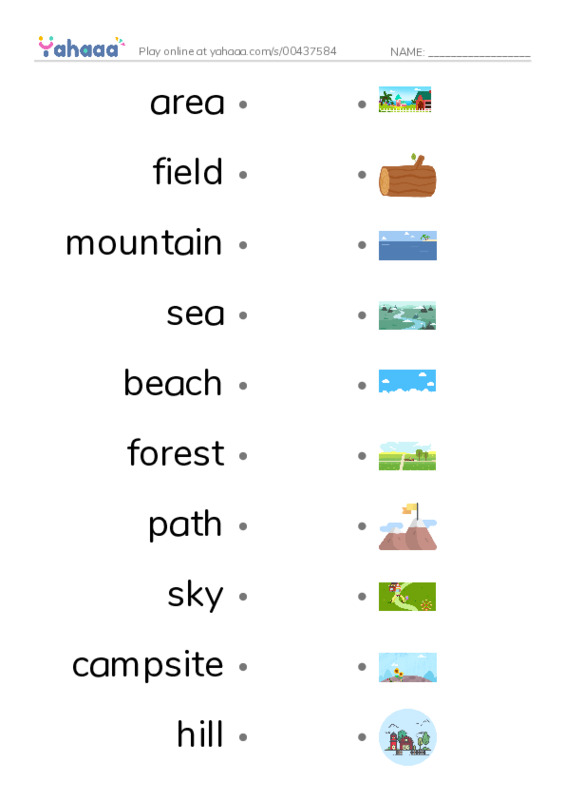KET Vocabulary: Places - Countryside PDF link match words worksheet
