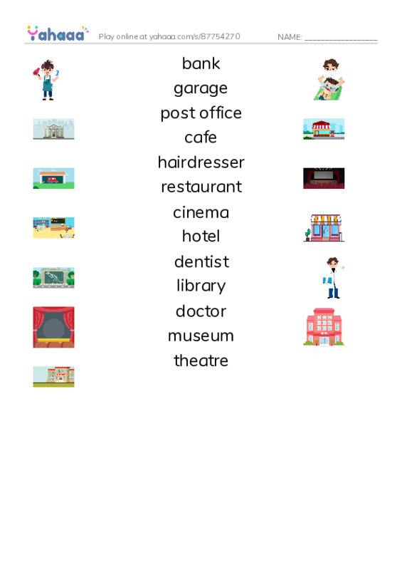 KET Vocabulary: Services PDF three columns match words