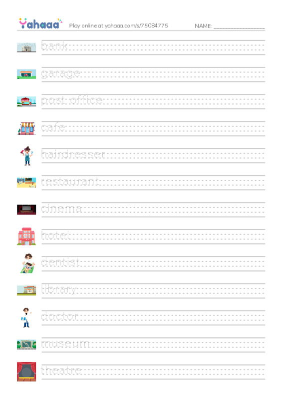 KET Vocabulary: Services PDF write between the lines worksheet