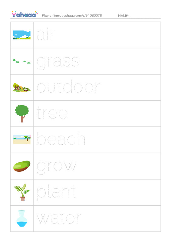 KET Vocabulary: The Natural World PDF one column image words