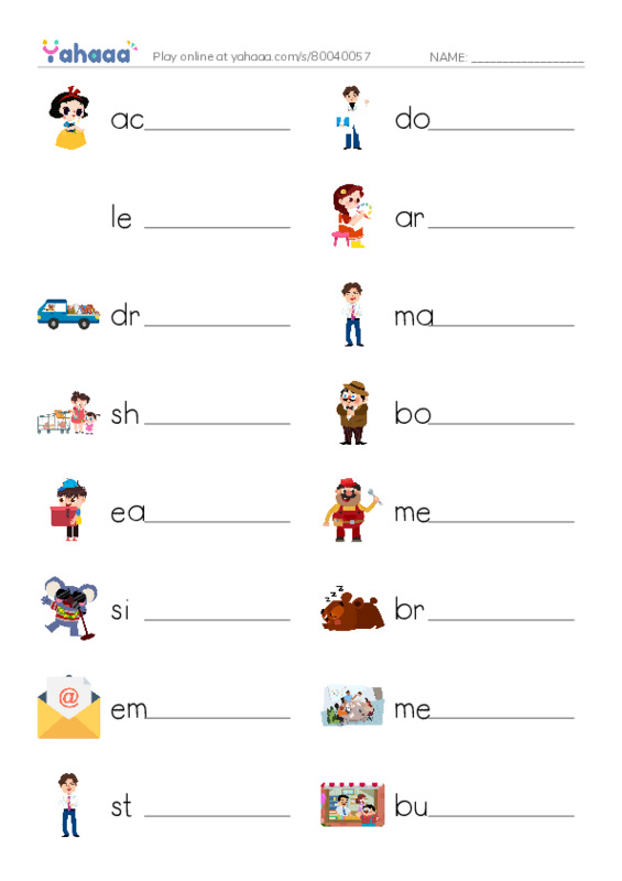 KET Vocabulary: Work and Jobs PDF worksheet writing row