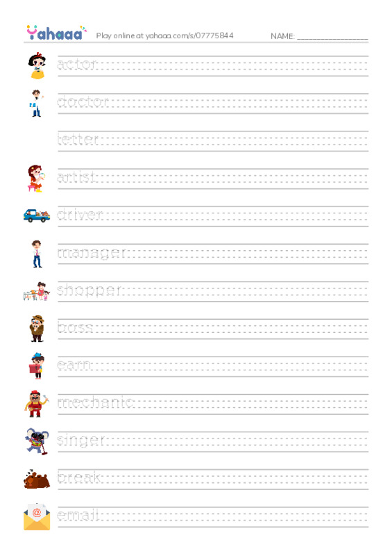 KET Vocabulary: Work and Jobs PDF write between the lines worksheet
