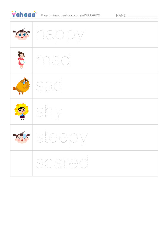 RAZ Vocabulary A: All Kinds of Faces PDF one column image words