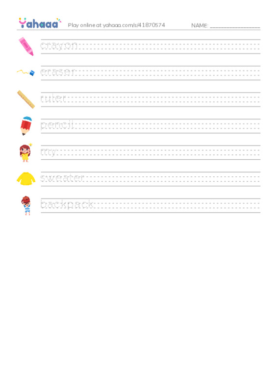 RAZ Vocabulary A: Carlos Goes to School PDF write between the lines worksheet