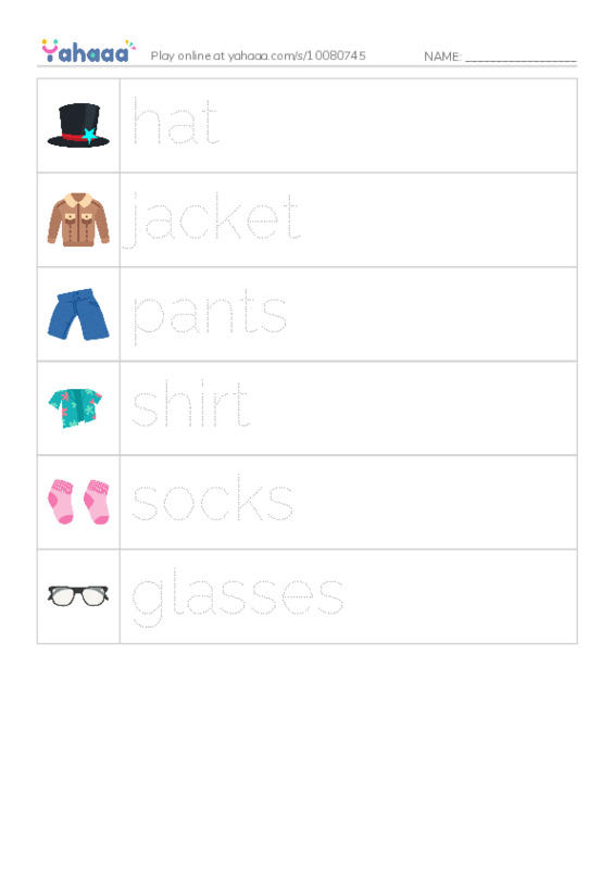 RAZ Vocabulary A: Getting Dressed PDF one column image words