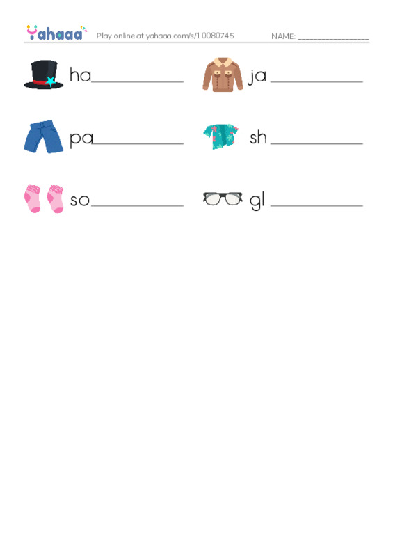 RAZ Vocabulary A: Getting Dressed PDF worksheet writing row