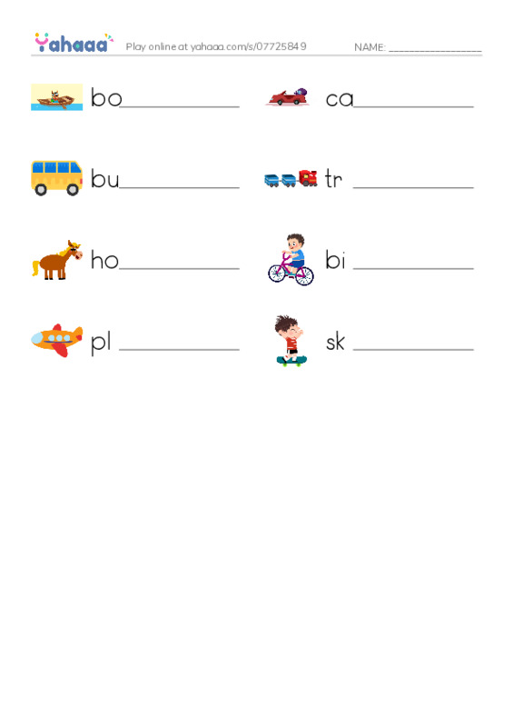 RAZ Vocabulary A: Going Places PDF worksheet writing row