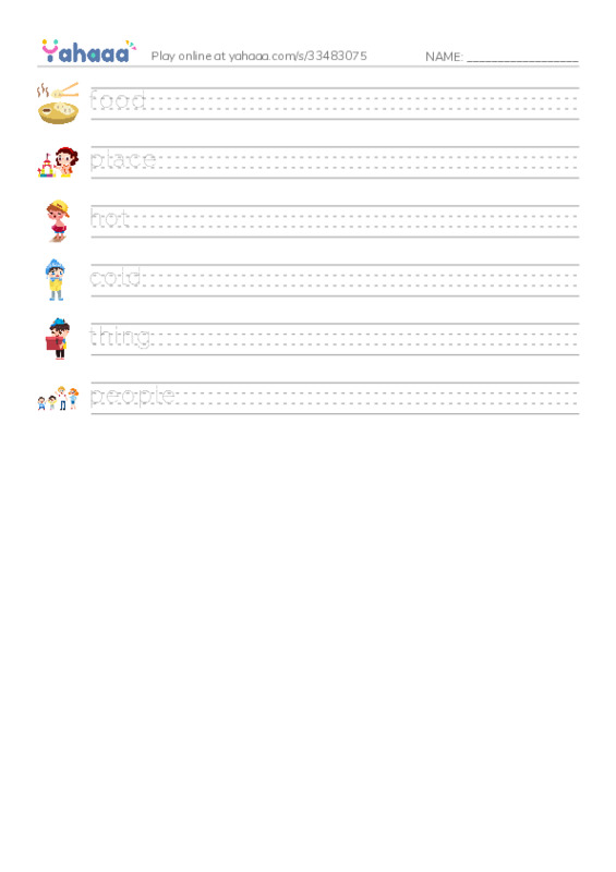 RAZ Vocabulary A: Hot and Cold PDF write between the lines worksheet