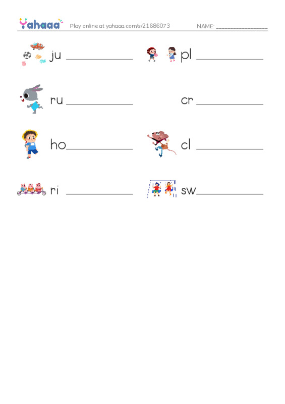 RAZ Vocabulary A: I Can PDF worksheet writing row