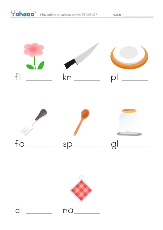 RAZ Vocabulary A: I Set the Table PDF worksheet to fill in words gaps