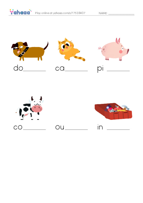 RAZ Vocabulary A: In and Out PDF worksheet to fill in words gaps