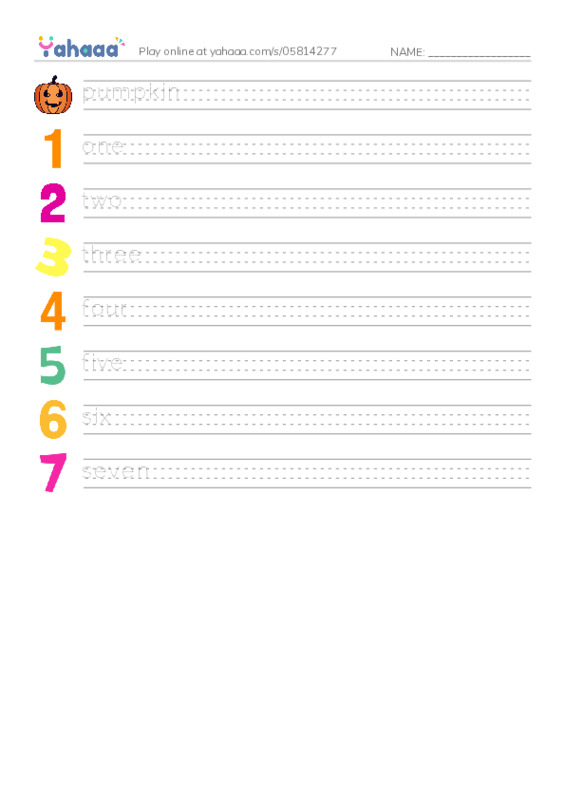 RAZ Vocabulary A: Maria Counts Pumpkins PDF write between the lines worksheet