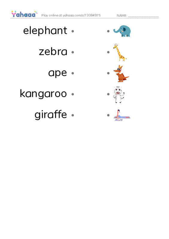 RAZ Vocabulary A: Mom and I PDF link match words worksheet