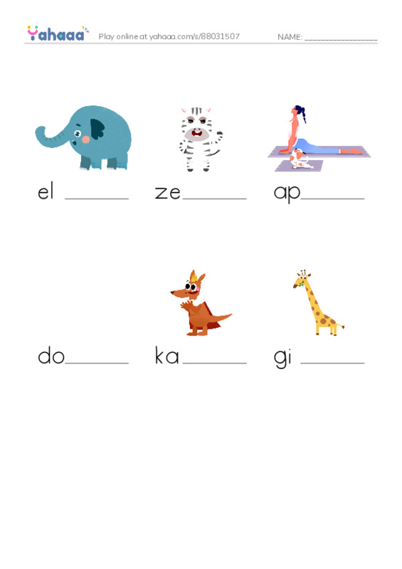RAZ Vocabulary A: Mom and I PDF worksheet to fill in words gaps