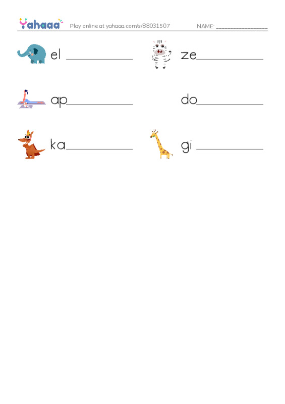 RAZ Vocabulary A: Mom and I PDF worksheet writing row