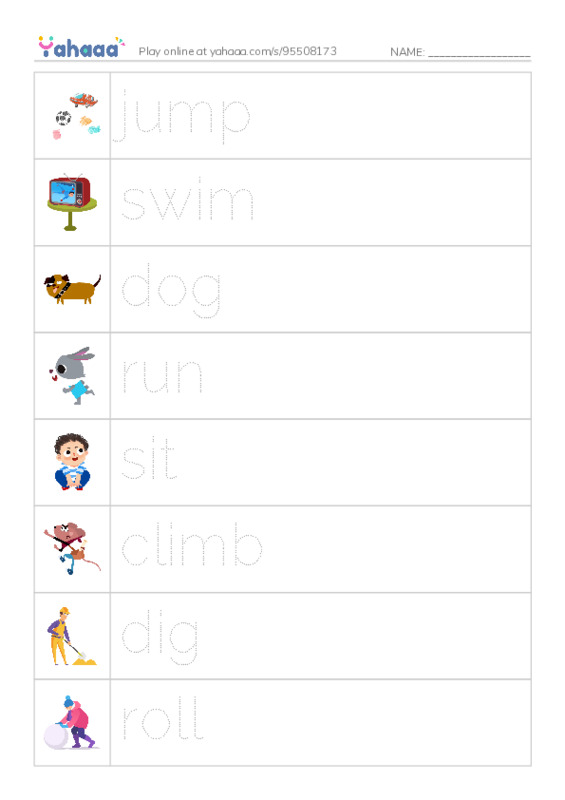 RAZ Vocabulary A: My Dog PDF one column image words