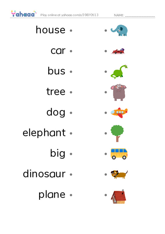 RAZ Vocabulary AAA: Big PDF link match words worksheet