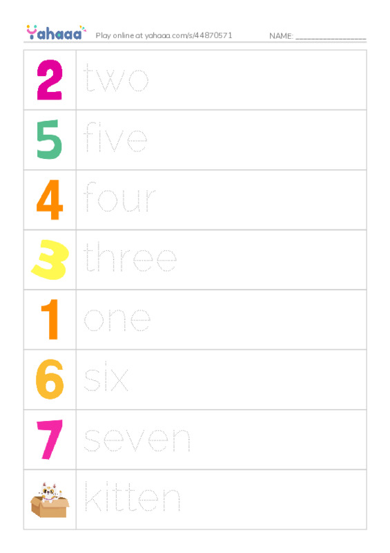 RAZ Vocabulary AAA: Carlos Counts Kittens PDF one column image words