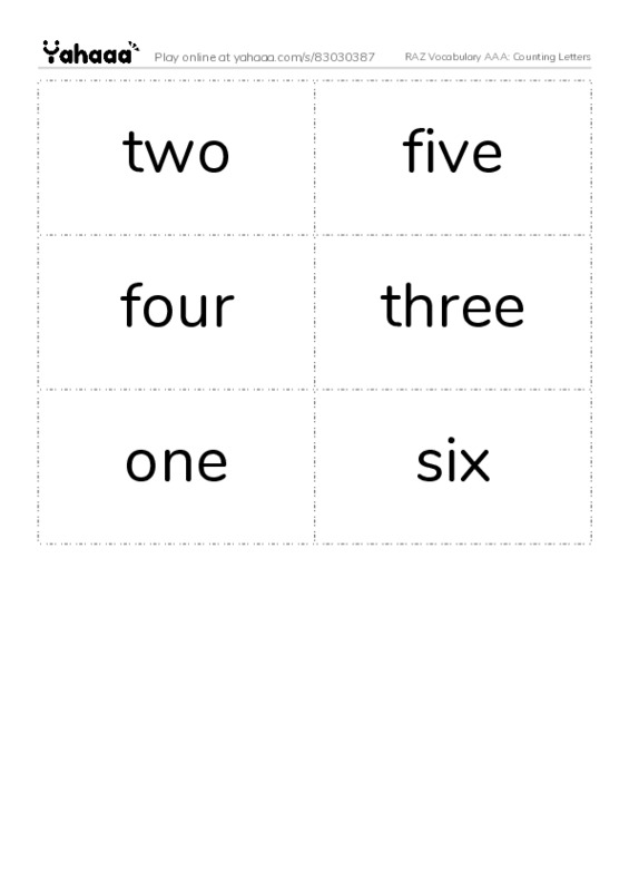 RAZ Vocabulary AAA: Counting Letters PDF two columns flashcards