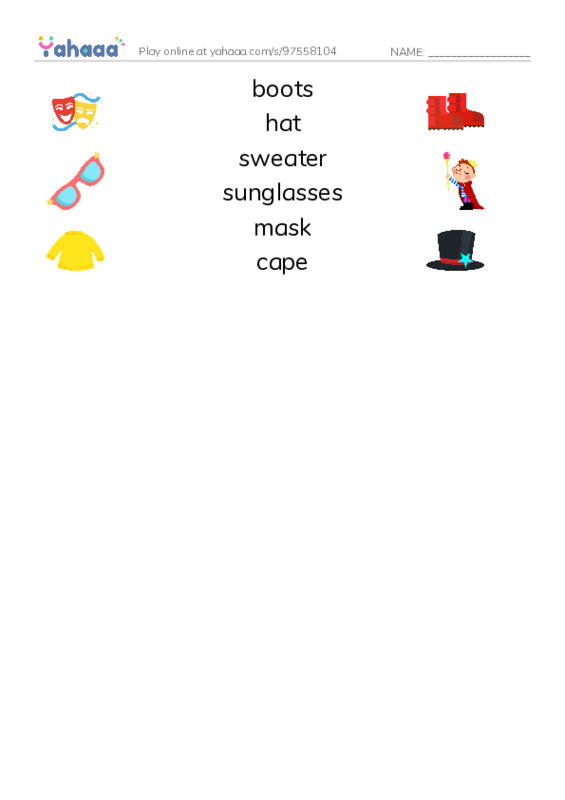 RAZ Vocabulary AAA: Fido Gets Dressed PDF three columns match words